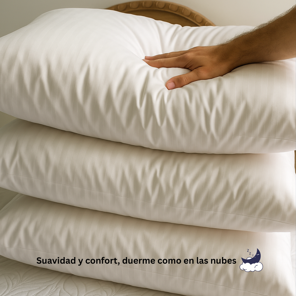 COMBO FAMILIAR POR 4 ALMOHADAS SILICONADAS TIPO HOTELERAS.