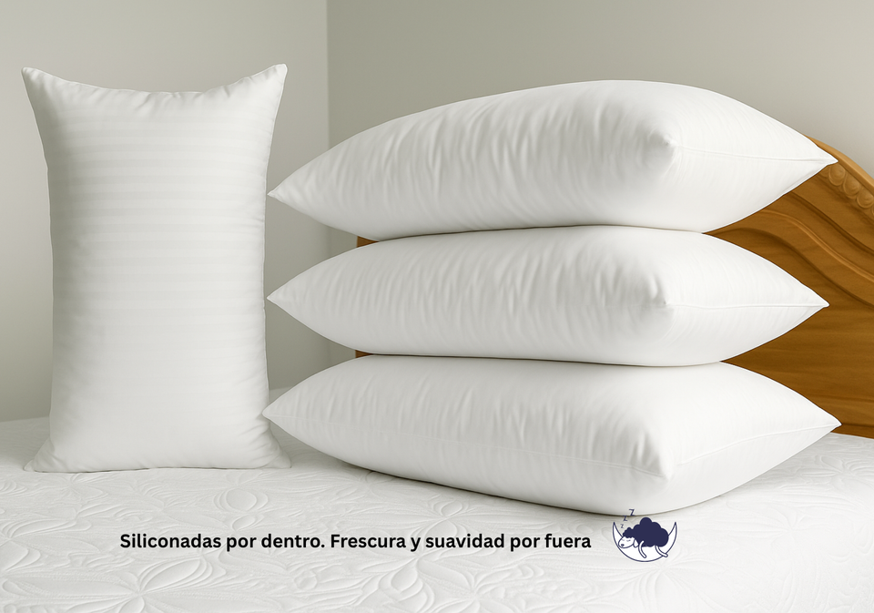 COMBO FAMILIAR POR 4 ALMOHADAS SILICONADAS TIPO HOTELERAS.