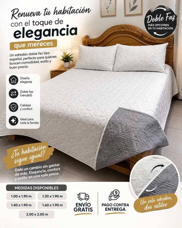 EDREDÓN DOBLE FAZ ACOLCHADO PREMIUM