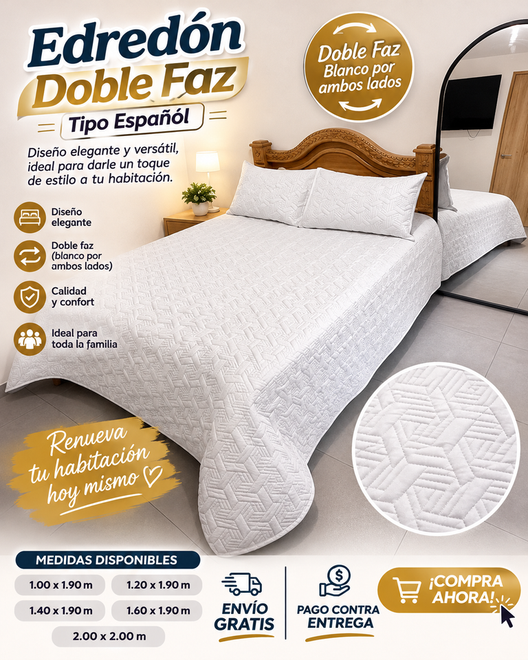 EDREDÓN DOBLE FAZ ACOLCHADO PREMIUM