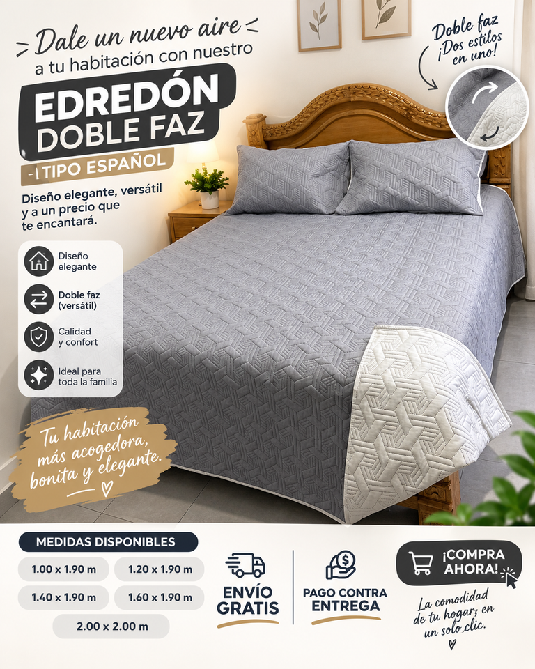 EDREDÓN DOBLE FAZ ACOLCHADO PREMIUM
