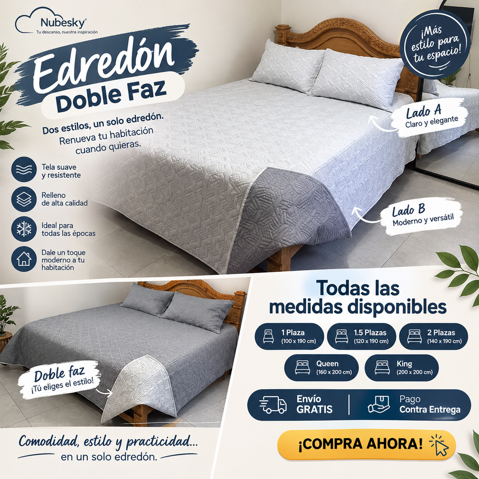 EDREDÓN DOBLE FAZ ACOLCHADO PREMIUM