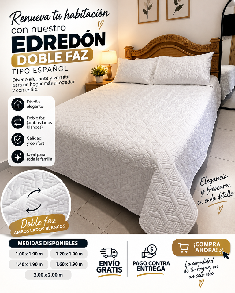 EDREDÓN DOBLE FAZ ACOLCHADO PREMIUM